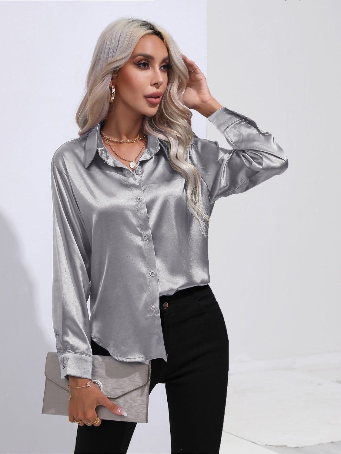 Collared Neck Buttoned Long Sleeve Shirt (8 Colors)