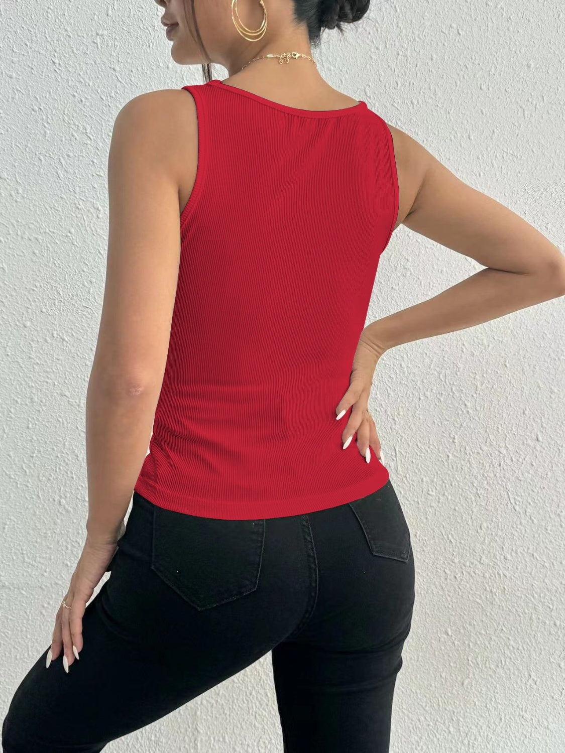 Lace Detail Square Neck Wide Strap Tank (5 Colors)