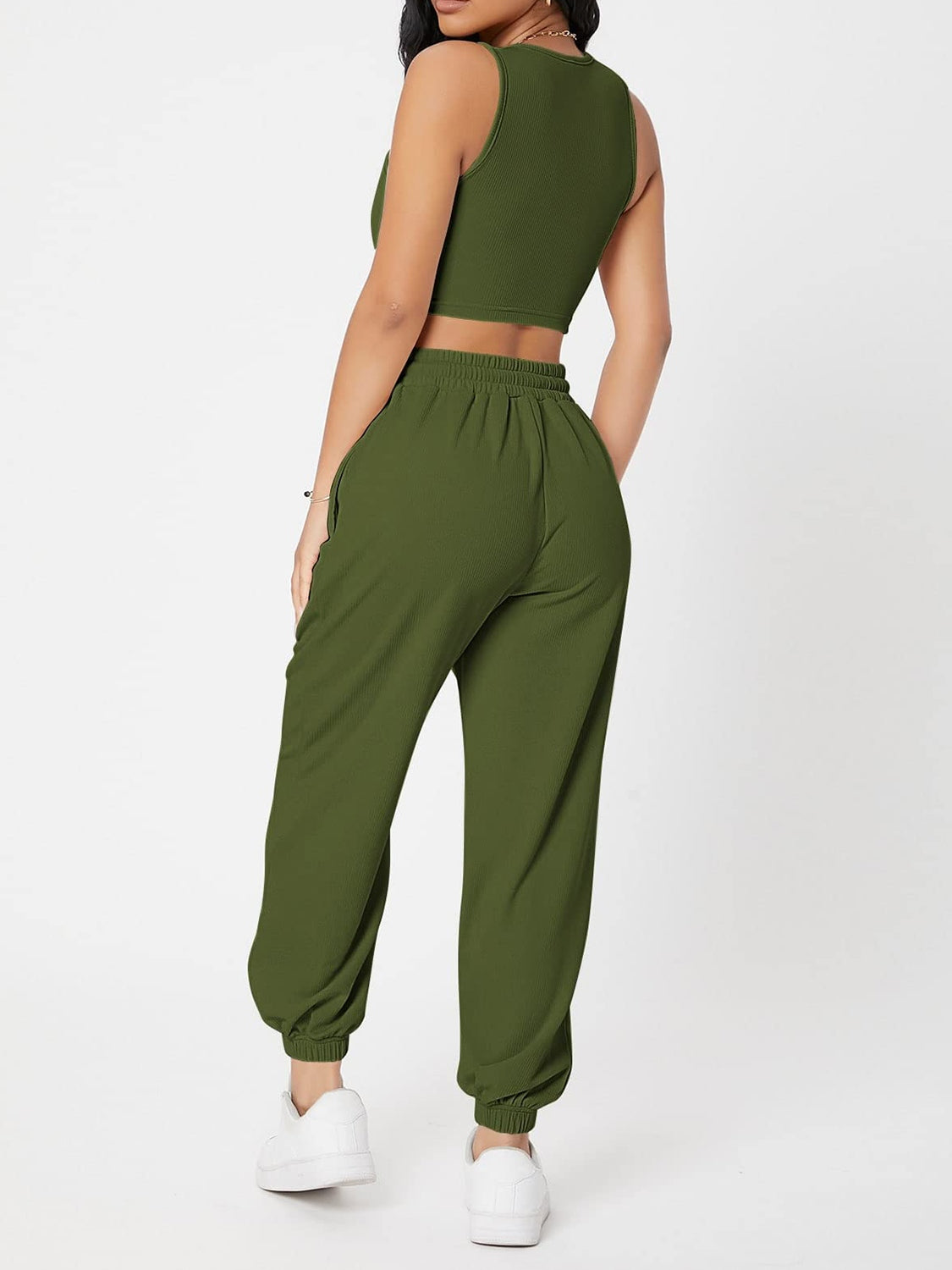 Outfit Set - Wide Strap Top and Drawstring Joggers Set (8 Colors)