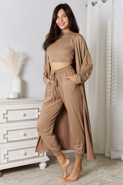 Tank, Pants, and Cardigan 3 Piece Set with Pockets (4 Colors)
