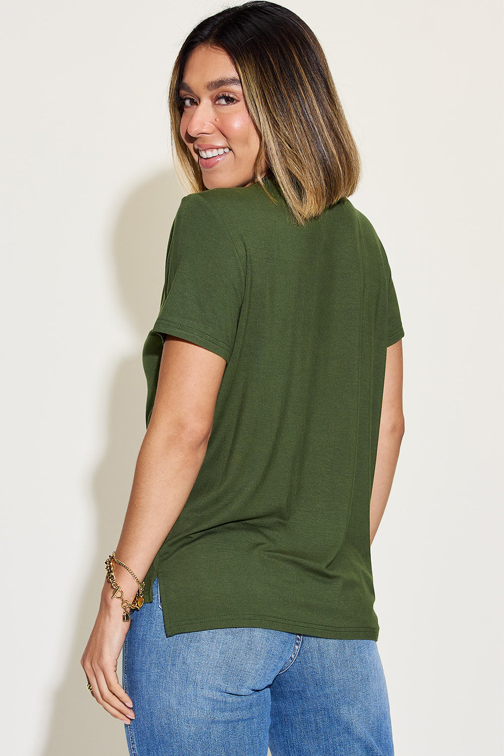 Basic Bae Full Size V-Neck High-Low T-Shirt (7 Colors)