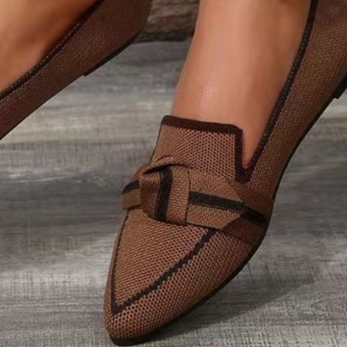 Bow Contrast Trim Point Toe Loafers (5 Colors)