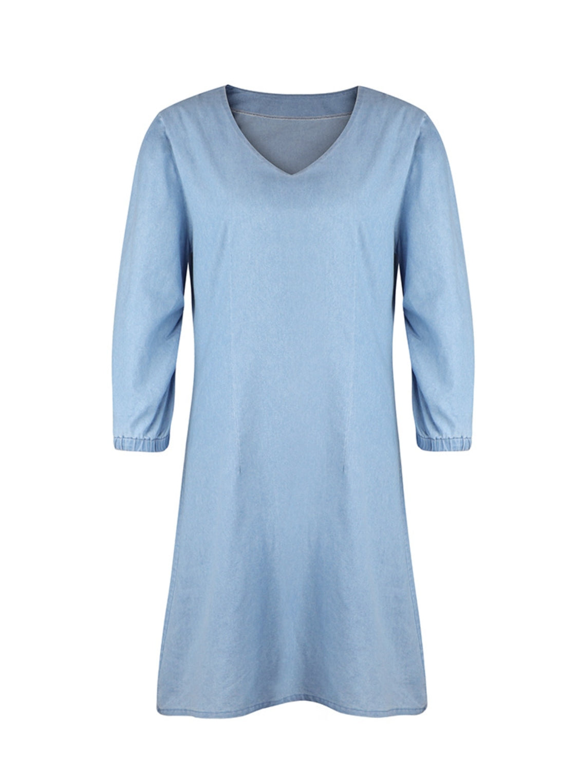 Full Size V-Neck Half Sleeve Denim Dress (4 Colors)