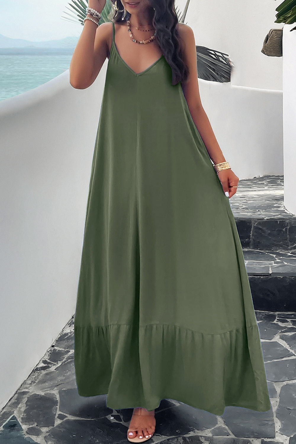 Backless Maxi Cami Dress with Pockets (4 Colors)