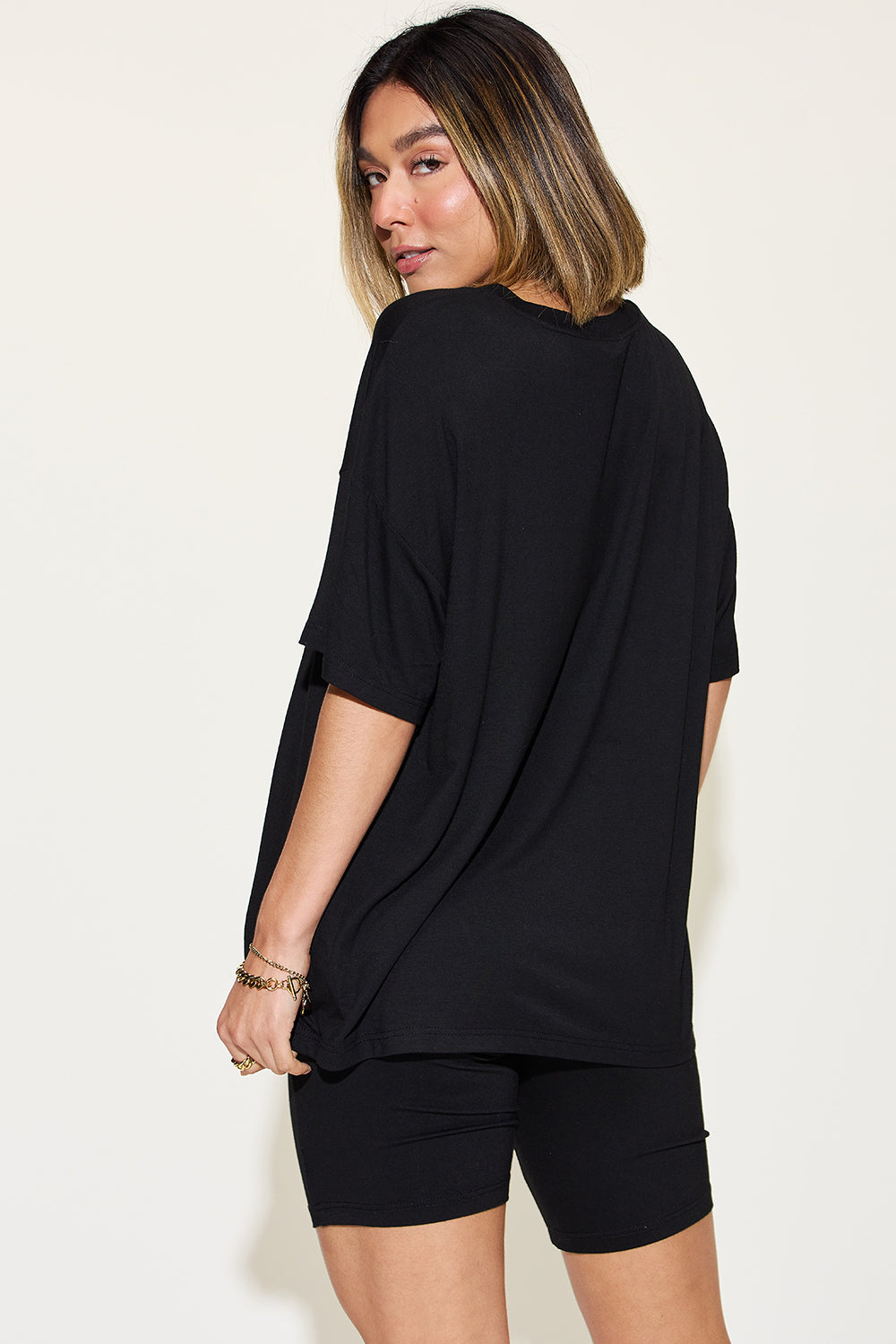 Basic Bae Full Size V-Neck Drop Shoulder Short Sleeve T-Shirt and Shorts Set (7 Colors)
