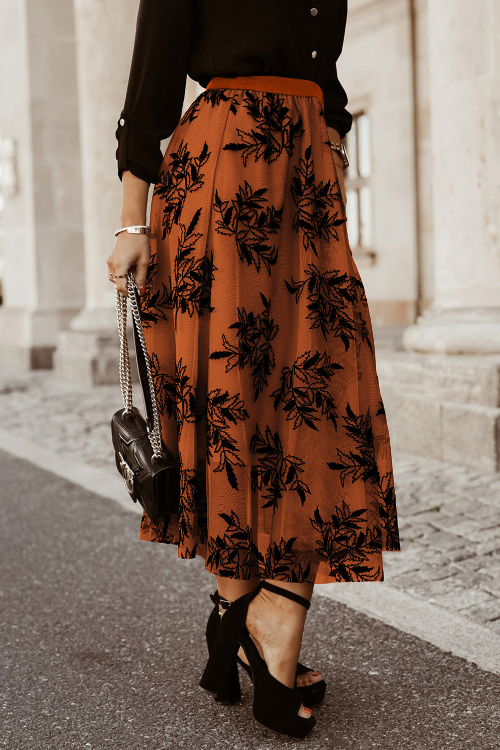 Embroidered High Waist Maxi Skirt (4 Colors)