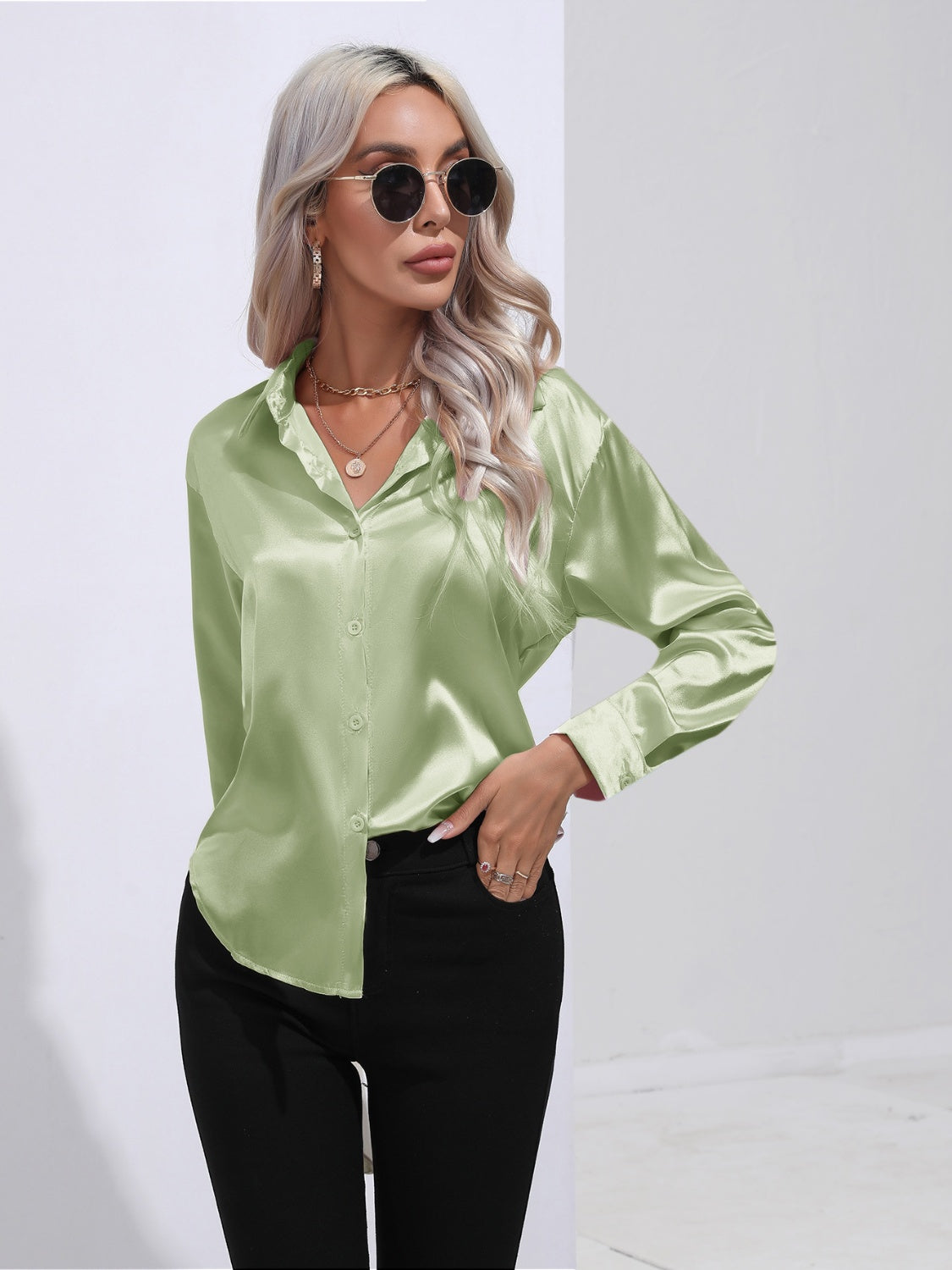 Collared Neck Buttoned Long Sleeve Shirt (8 Colors)