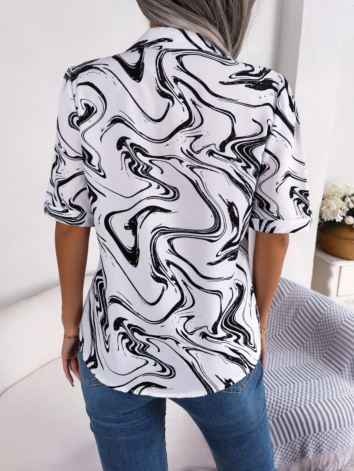 Printed Lapel Collar Shirt (3 Colors)