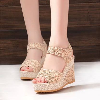 Lace Detail Open Toe High Heel Sandals (2 Colors)