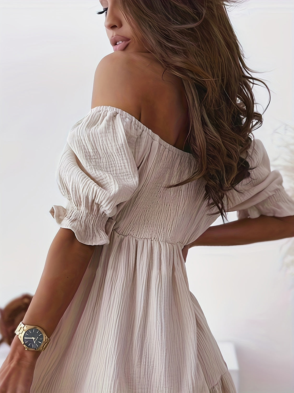 Full Size Ruffled Off-Shoulder Short Sleeve Dress (7 Colors)