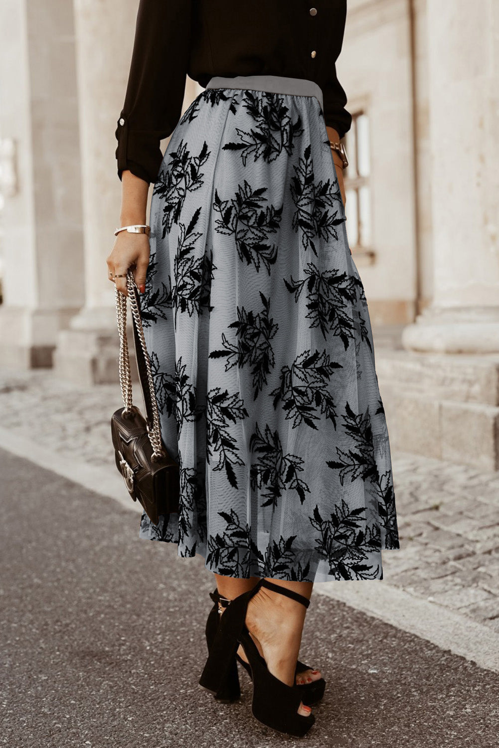 Embroidered High Waist Maxi Skirt (4 Colors)