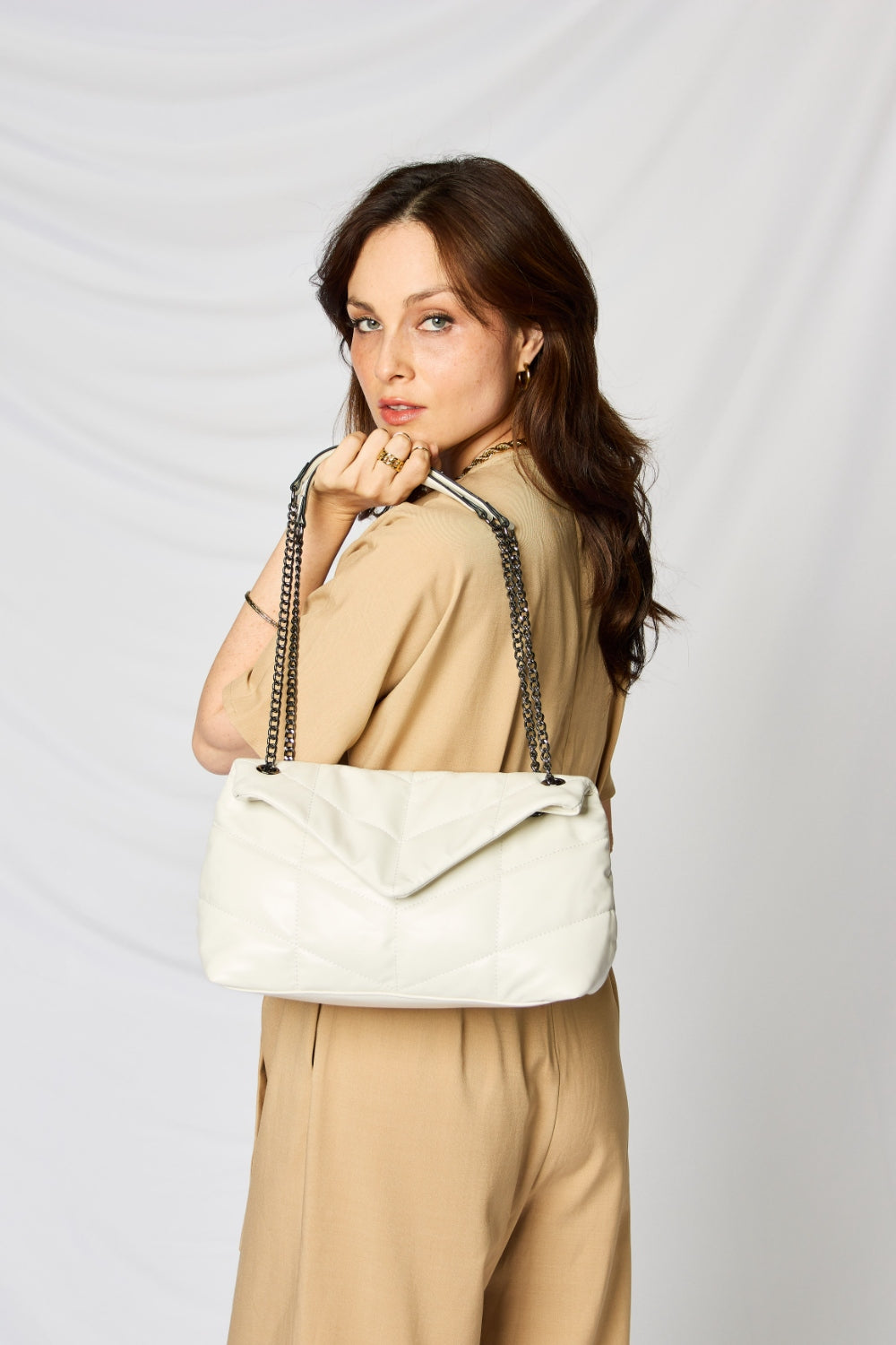 Black PU Leather Chain Handbag (2 Colors)