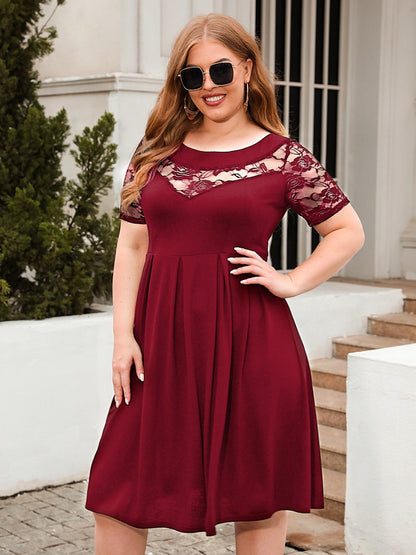 Plus Size Ruched Round Neck Short Sleeve Dress (8 Colors)