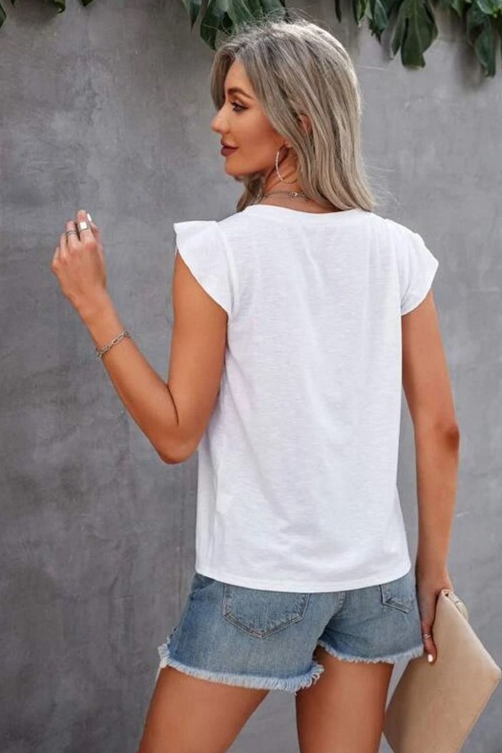 Ruffled Round Neck Cap Sleeve T-Shirt (6 Colors)