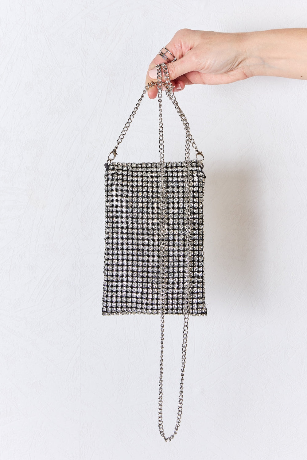 Forever Link Rhinestone Mini Crossbody Bag in Silver