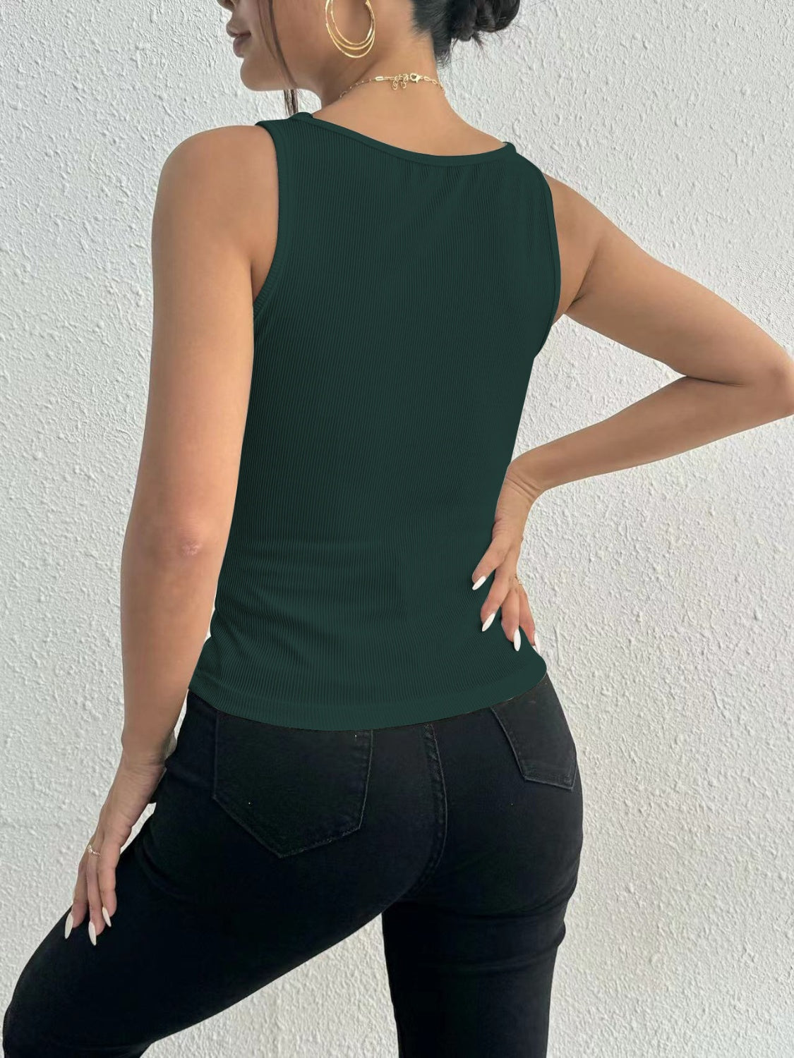 Lace Detail Square Neck Wide Strap Tank (5 Colors)