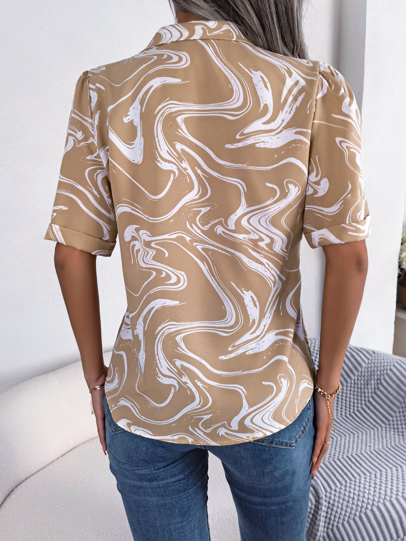 Printed Lapel Collar Shirt (3 Colors)