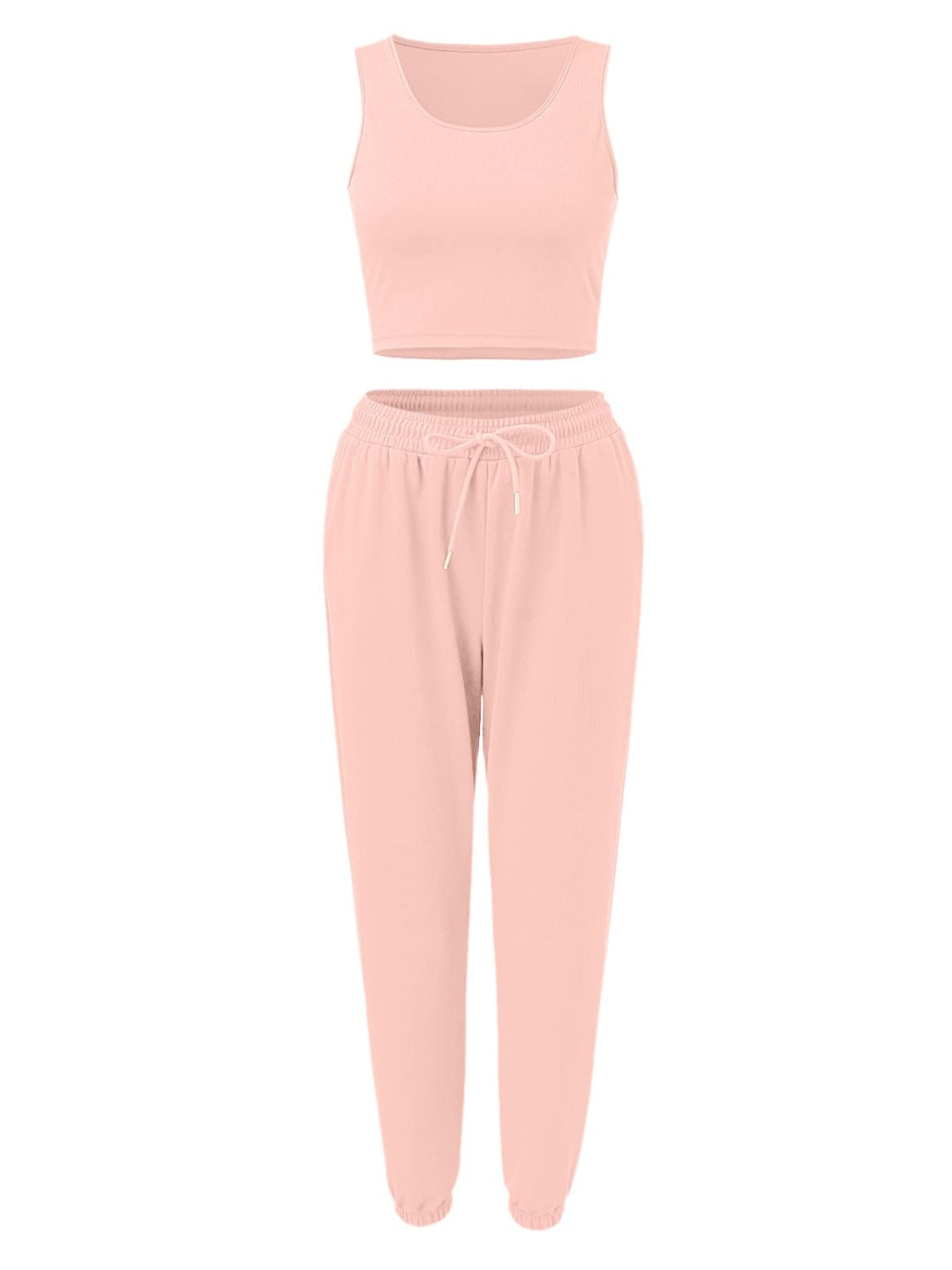Outfit Set - Wide Strap Top and Drawstring Joggers Set (8 Colors)