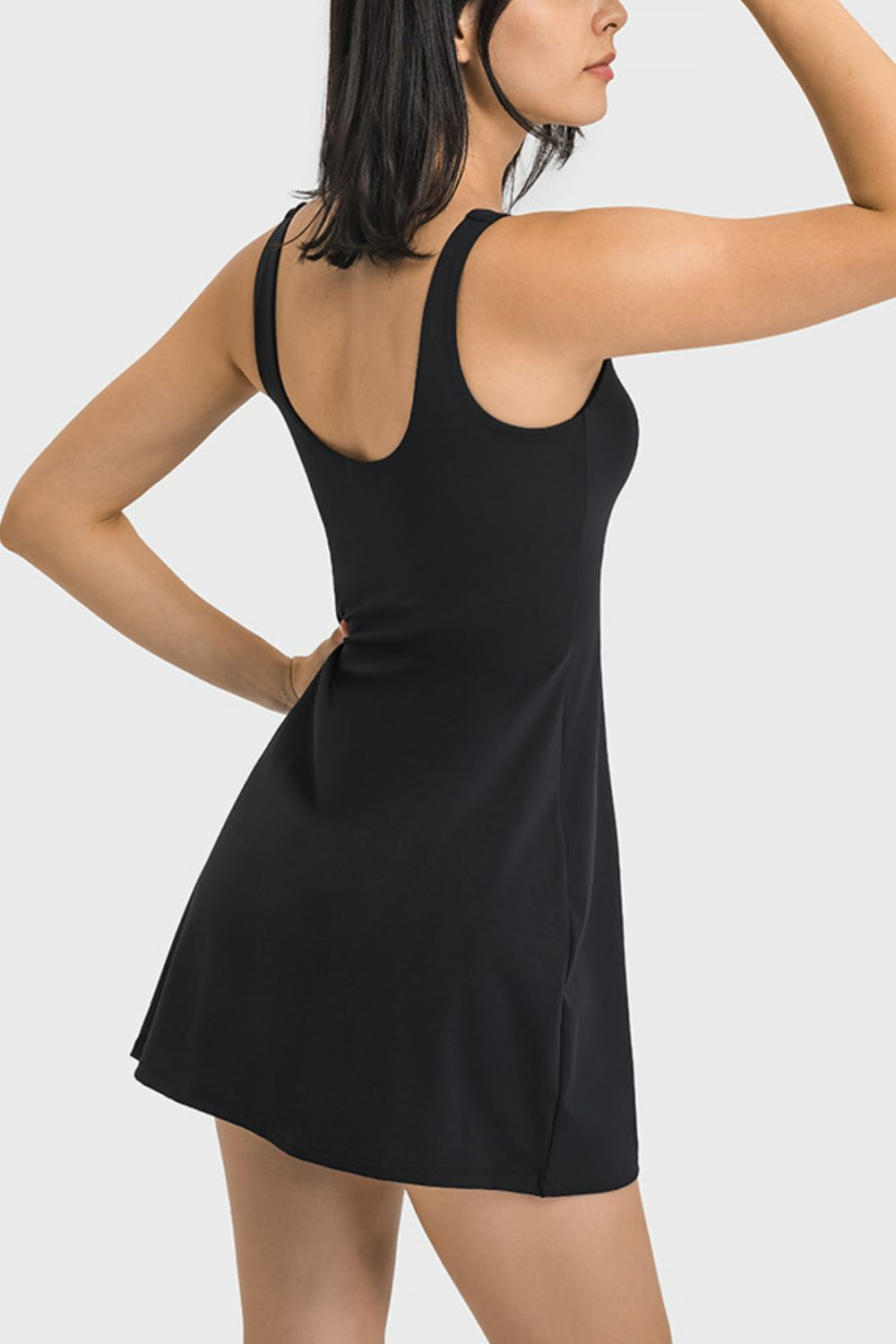 Square Neck Sports Tank Dress with Full Coverage Bottoms (3 Colors)