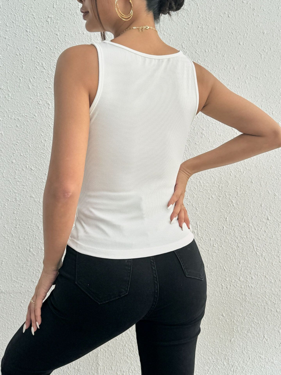 Lace Detail Square Neck Wide Strap Tank (5 Colors)