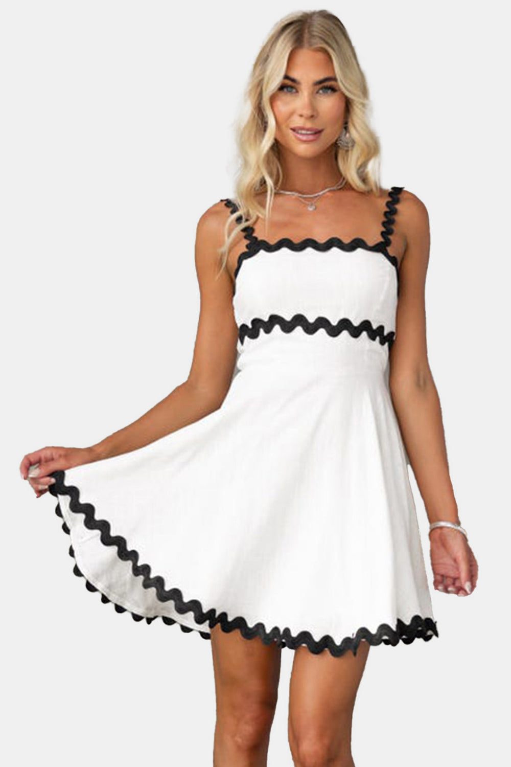 Contrast Trim Square Neck Mini Dress (6 Colors)