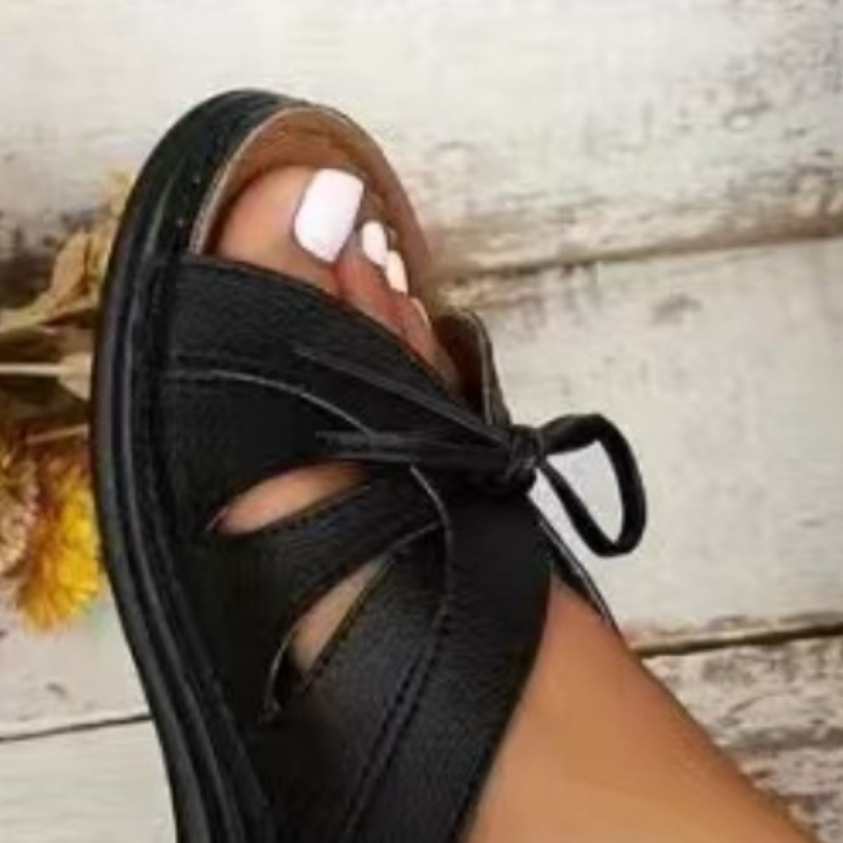 Tied Open Toe Low Heel Sandals (6 Colors)