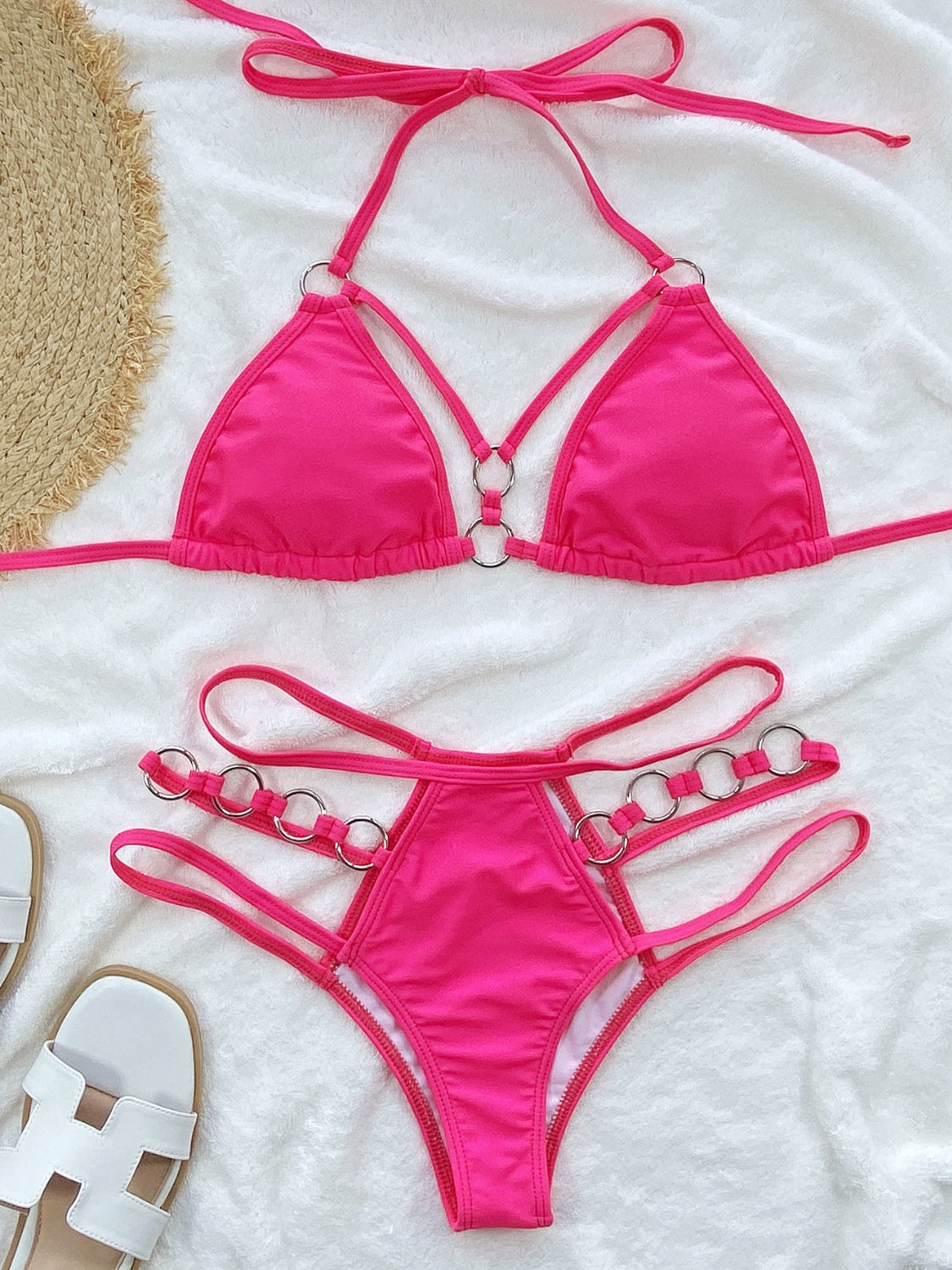 Cutout Halter Neck Two-Piece Bikini Set (5 Colors)