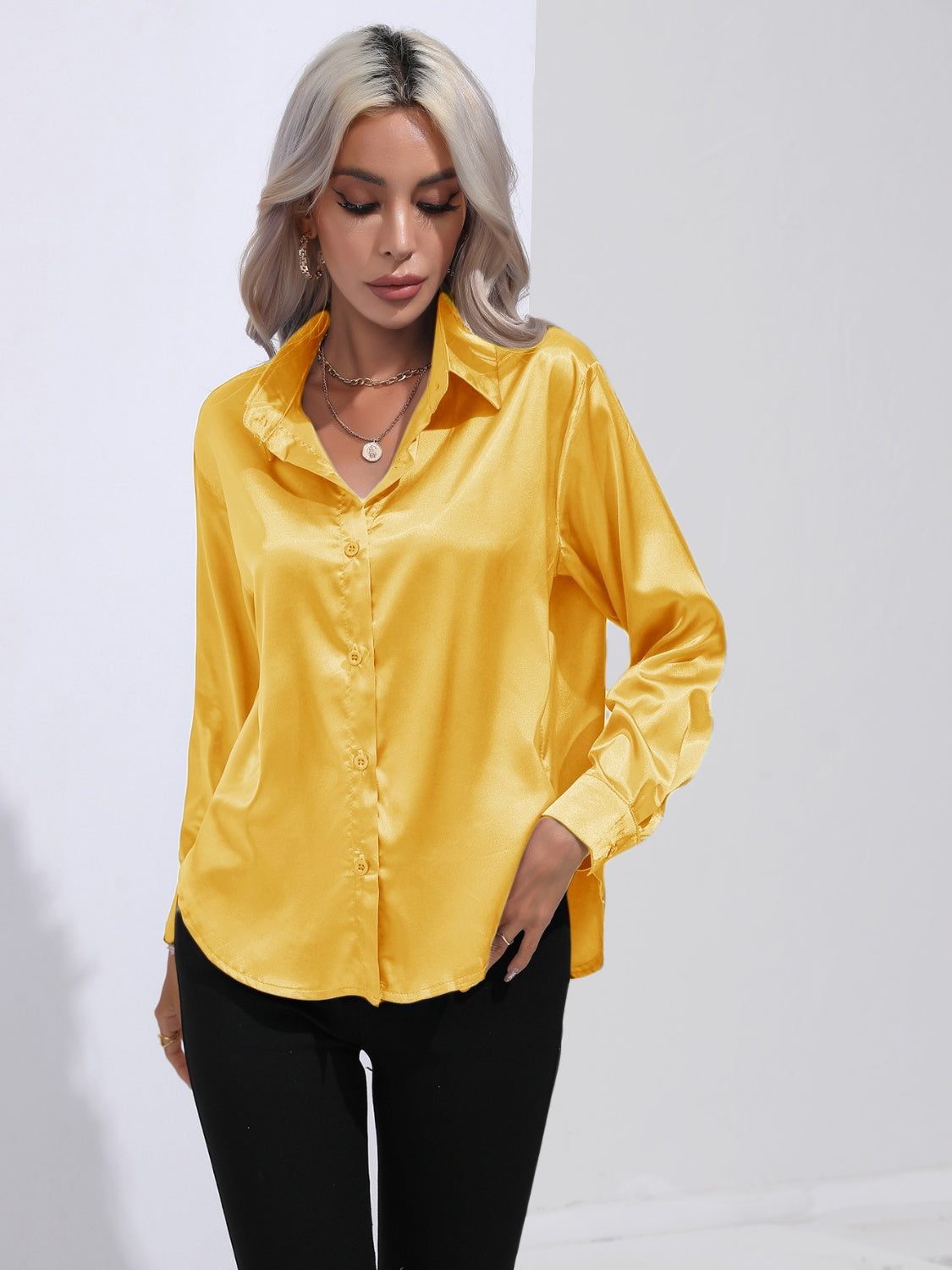 Collared Neck Buttoned Long Sleeve Shirt (8 Colors)