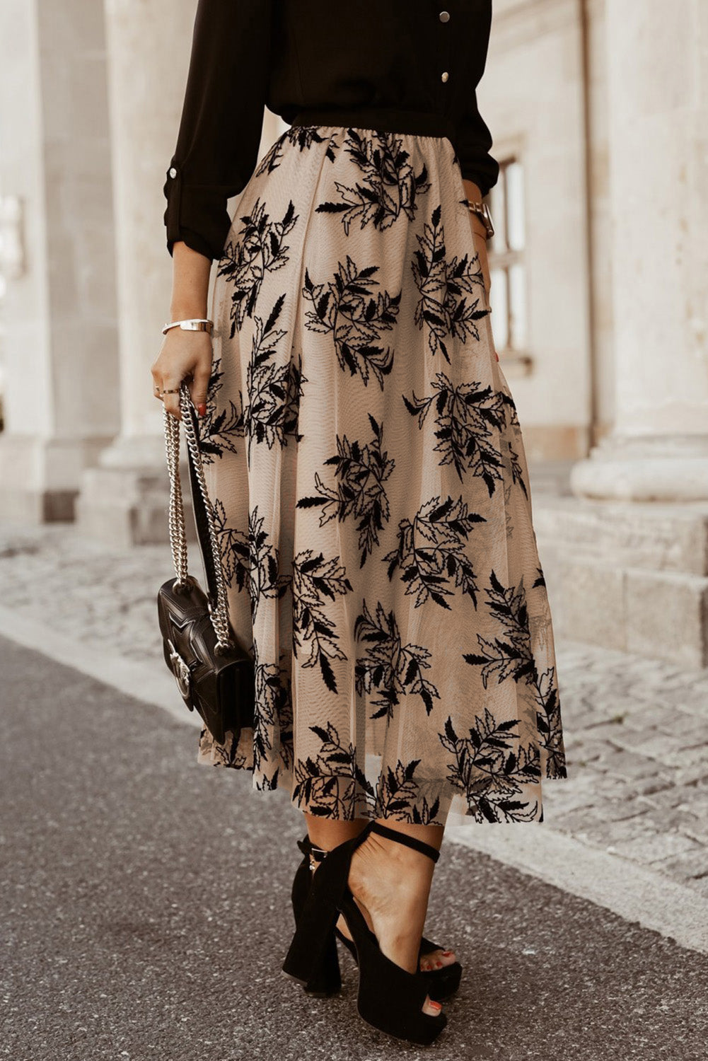 Embroidered High Waist Maxi Skirt (4 Colors)