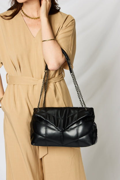 Black PU Leather Chain Handbag (2 Colors)