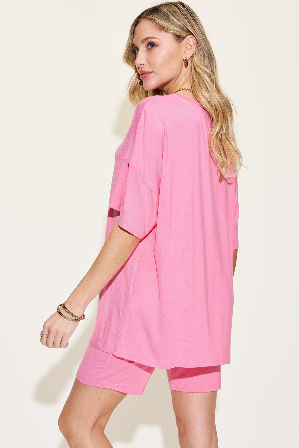 Basic Bae Full Size V-Neck Drop Shoulder Short Sleeve T-Shirt and Shorts Set (7 Colors)