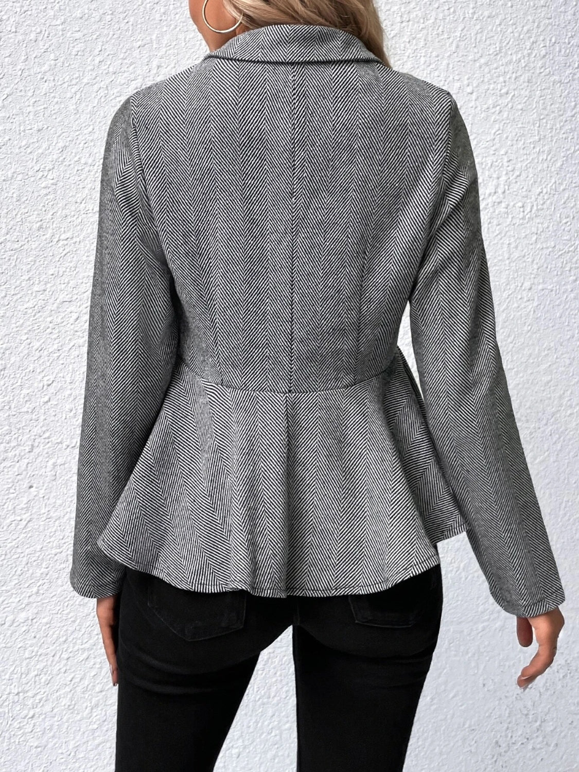 Ruffle Hem Collared Blazer (4 Colors)
