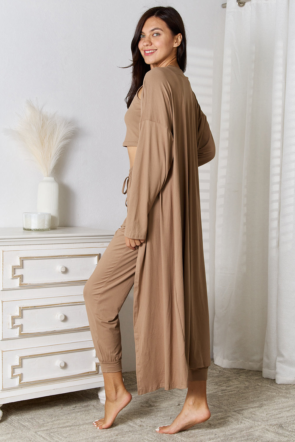 Tank, Pants, and Cardigan 3 Piece Set with Pockets (4 Colors)