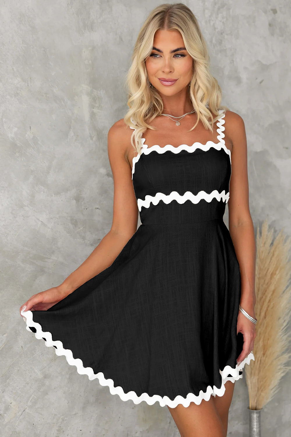 Contrast Trim Square Neck Mini Dress (6 Colors)