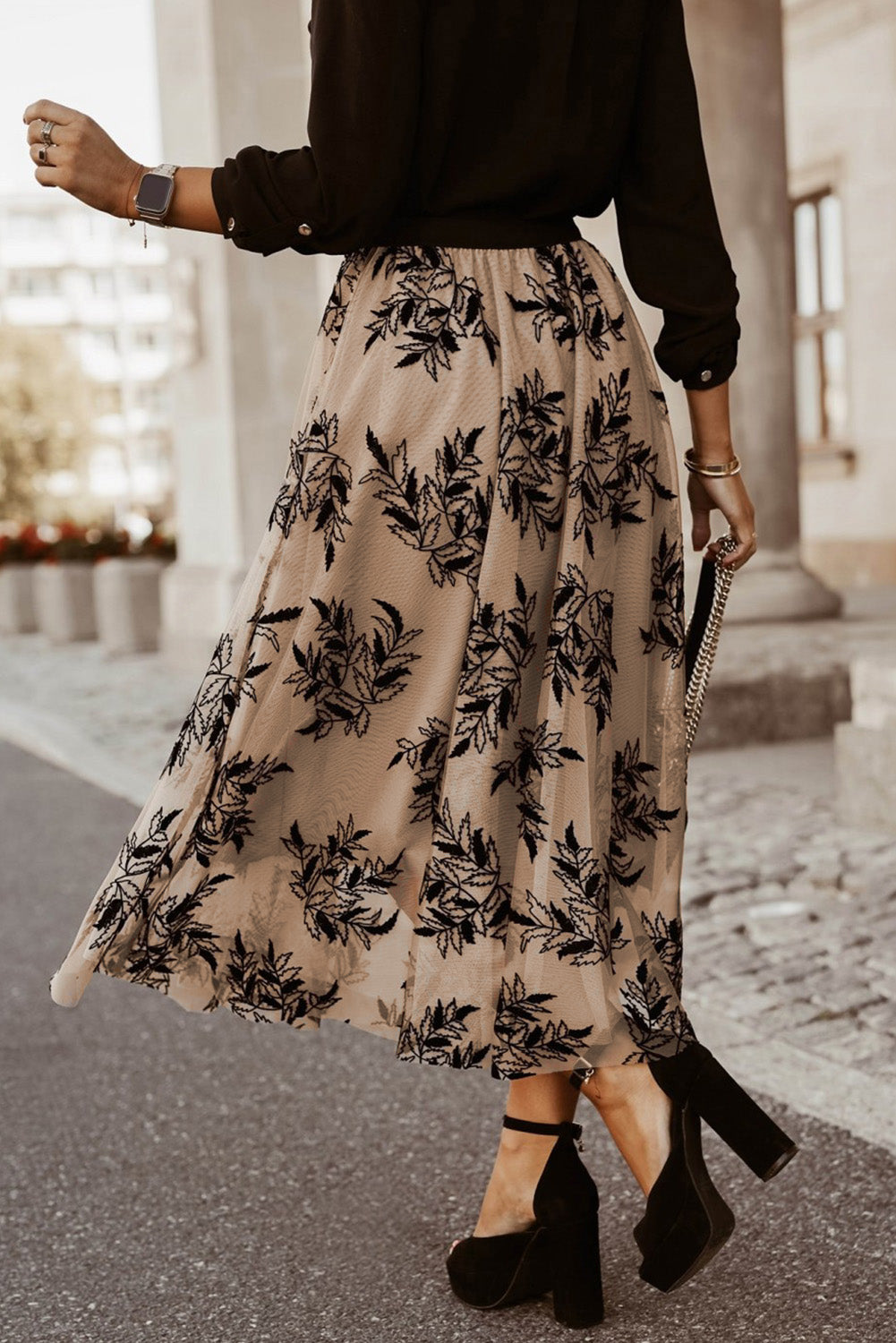Embroidered High Waist Maxi Skirt (4 Colors)