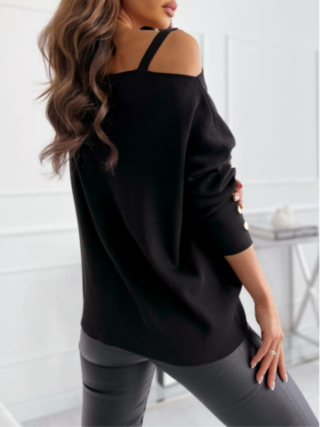 Asymmetrical Neck Buttoned Top (3 Colors)