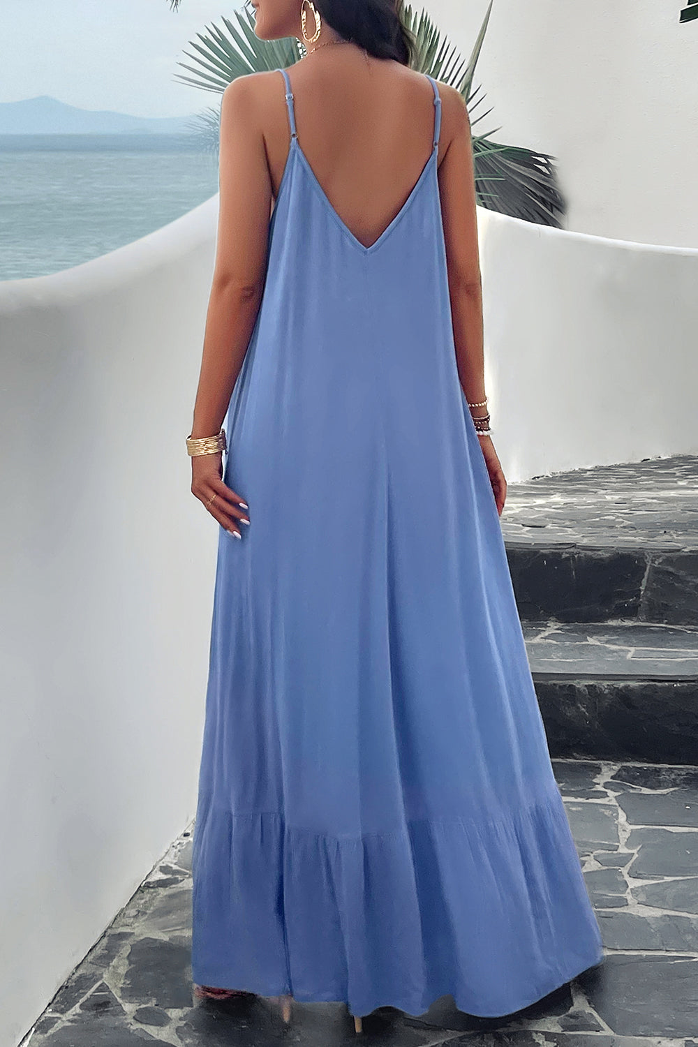 Backless Maxi Cami Dress with Pockets (4 Colors)