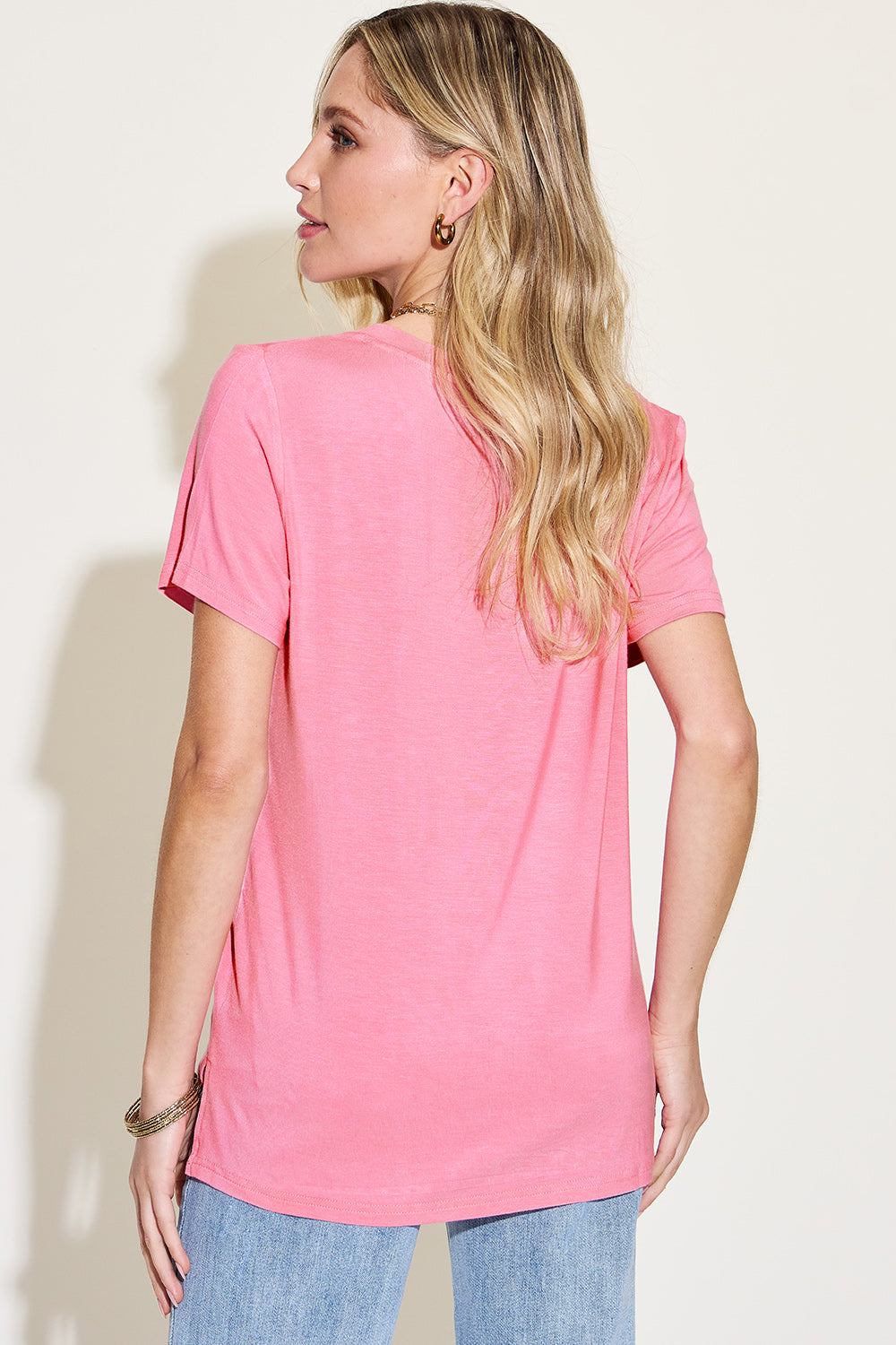 Basic Bae Full Size V-Neck High-Low T-Shirt (7 Colors)