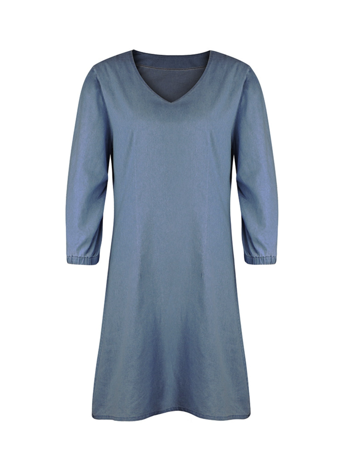 Full Size V-Neck Half Sleeve Denim Dress (4 Colors)