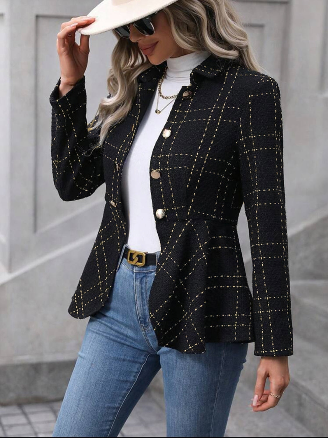 Ruffle Hem Collared Blazer (4 Colors)