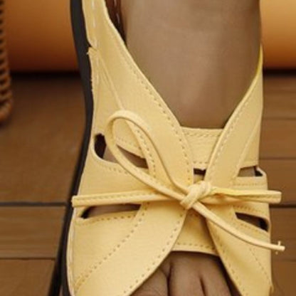 Tied Open Toe Low Heel Sandals (6 Colors)