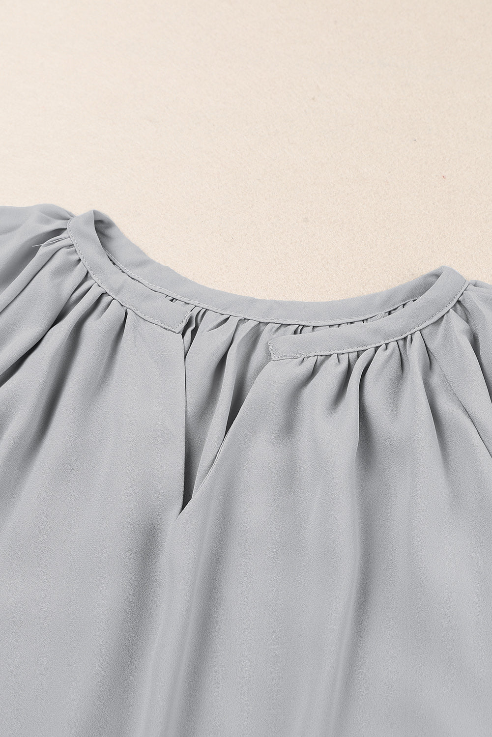Gathered Detail Notched Neck Flutter Sleeve Top (8 Colors)