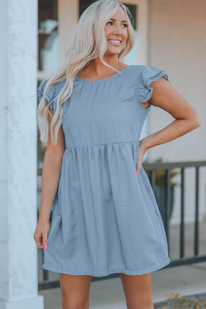 Flutter Sleeve Ruched Mini Dress (3 Colors)