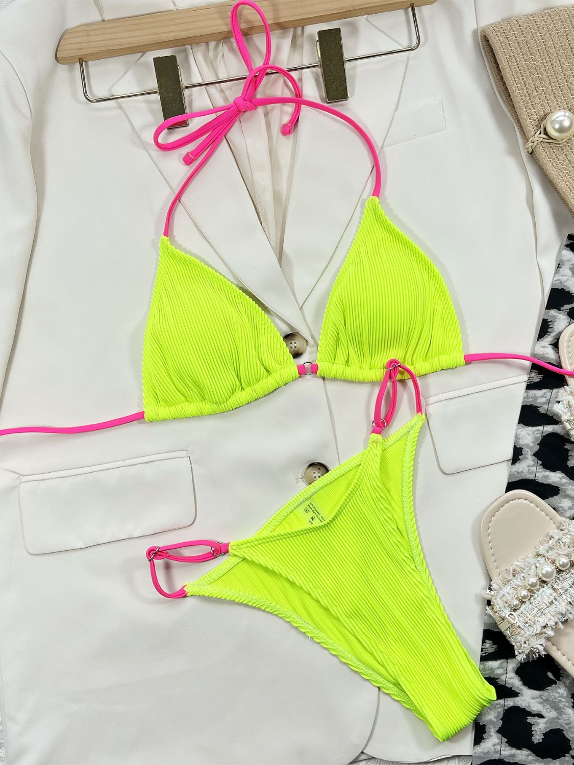 Ribbed Tie Back Bikini Set (3 Colors)