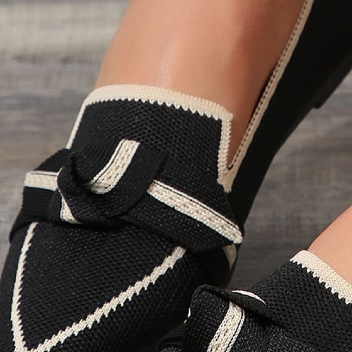 Bow Contrast Trim Point Toe Loafers (5 Colors)