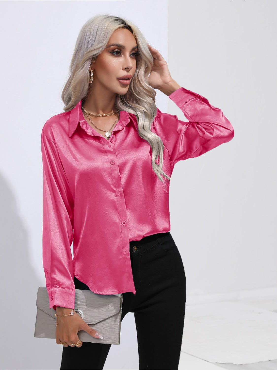 Collared Neck Buttoned Long Sleeve Shirt (8 Colors)