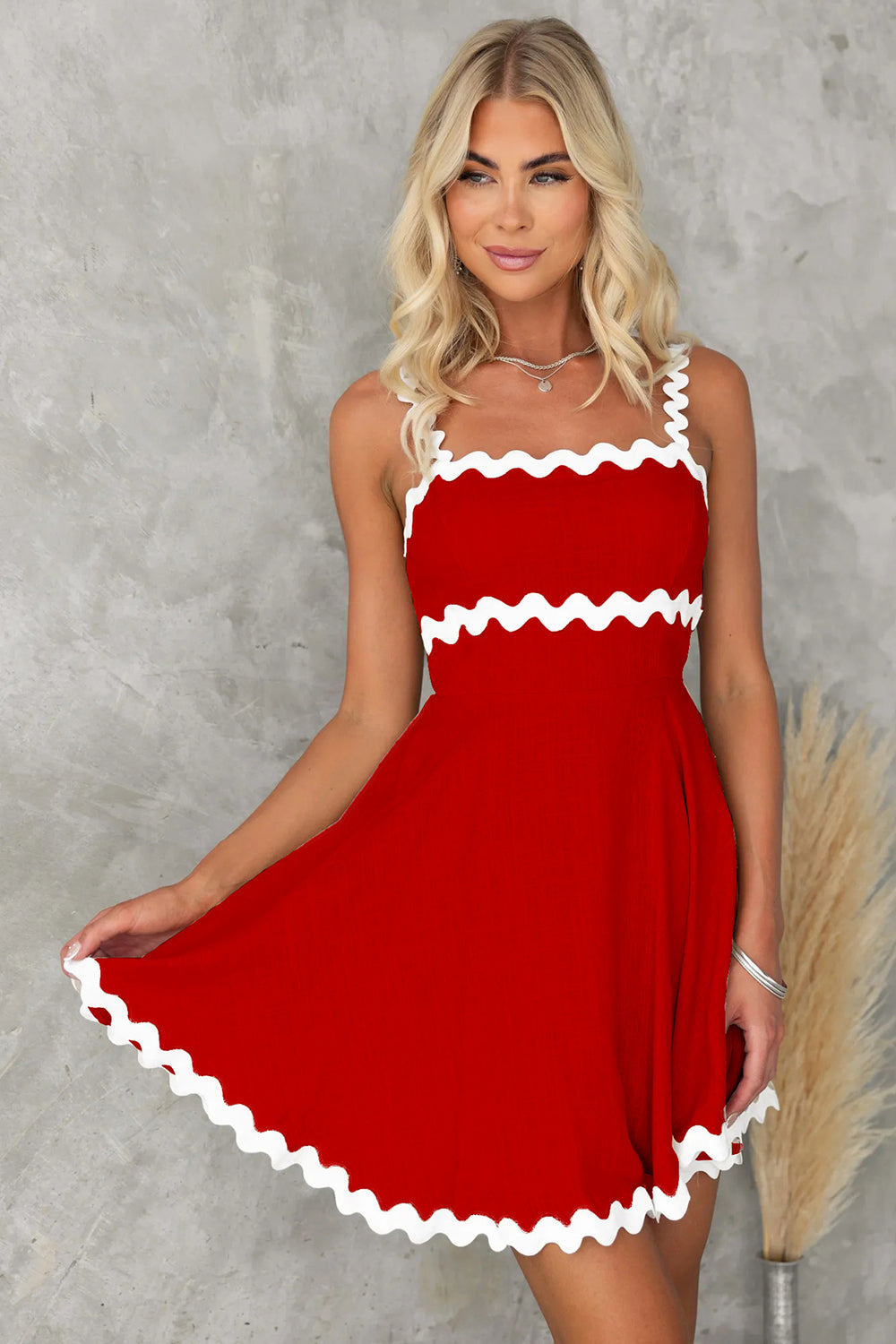 Contrast Trim Square Neck Mini Dress (6 Colors)