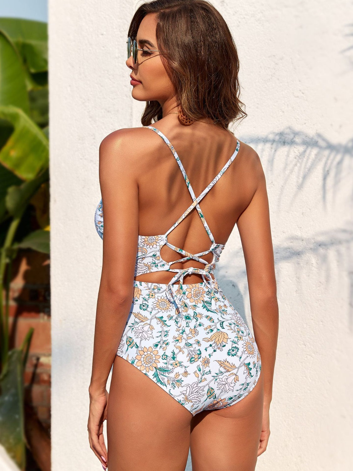 Printed Plunge One-Piece Swimwear and Cover-Up Set (3 Colors)