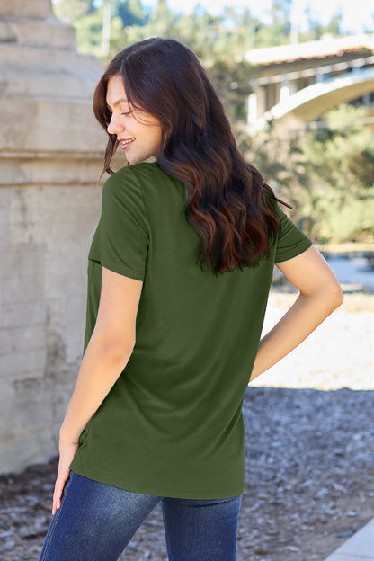 Basic Bae Full Size V-Neck Short Sleeve T-Shirt (3 Colors)