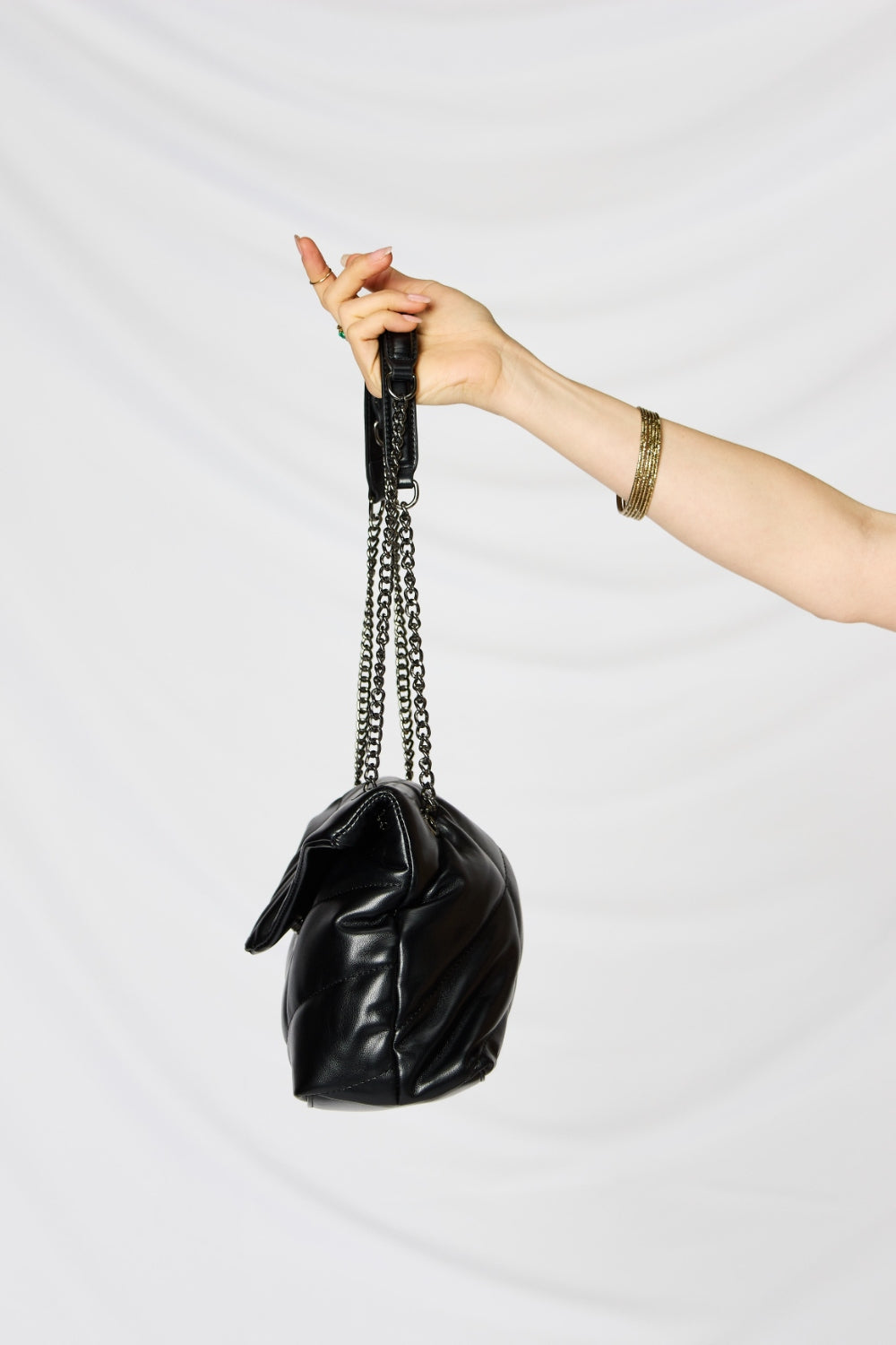 Black PU Leather Chain Handbag (2 Colors)